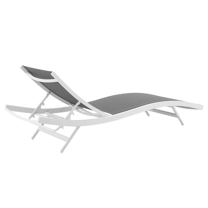 Glimpse Outdoor Patio Mesh Chaise Lounge Chair, Fabric Aluminium, White Grey Gray 15368