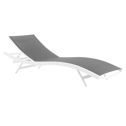Glimpse Outdoor Patio Mesh Chaise Lounge Chair, Fabric Aluminium, White Grey Gray 15368