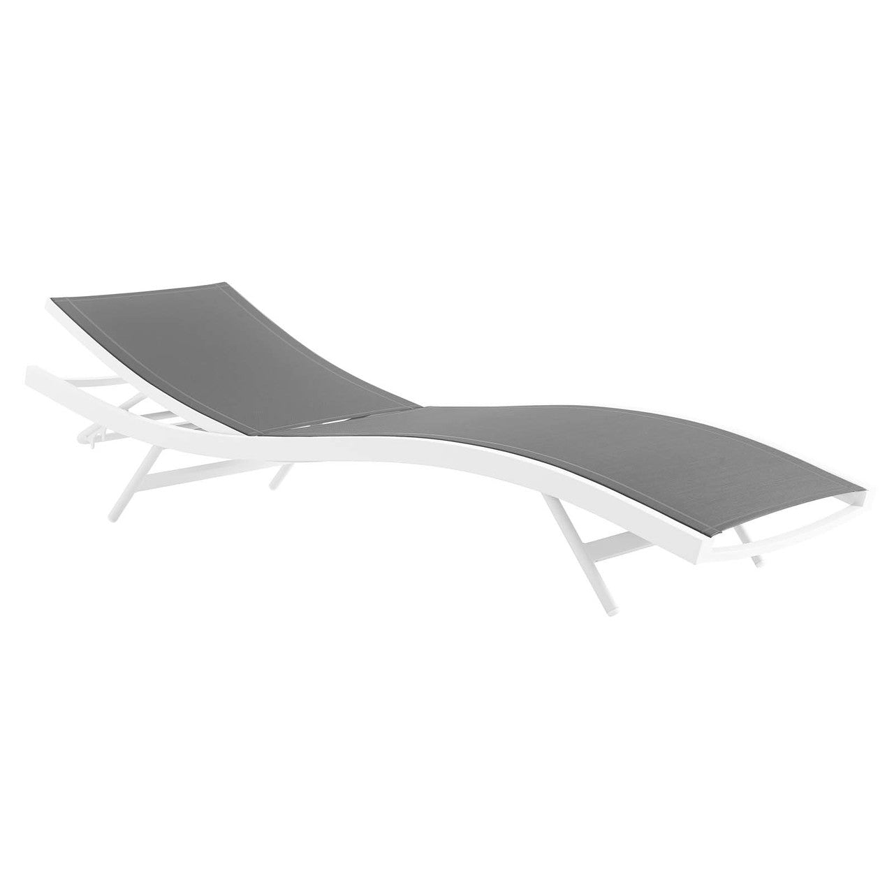 Glimpse Outdoor Patio Mesh Chaise Lounge Chair, Fabric Aluminium, White Grey Gray 15368