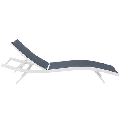 Glimpse Outdoor Patio Mesh Chaise Lounge Chair, Fabric Aluminium, White Navy 15369
