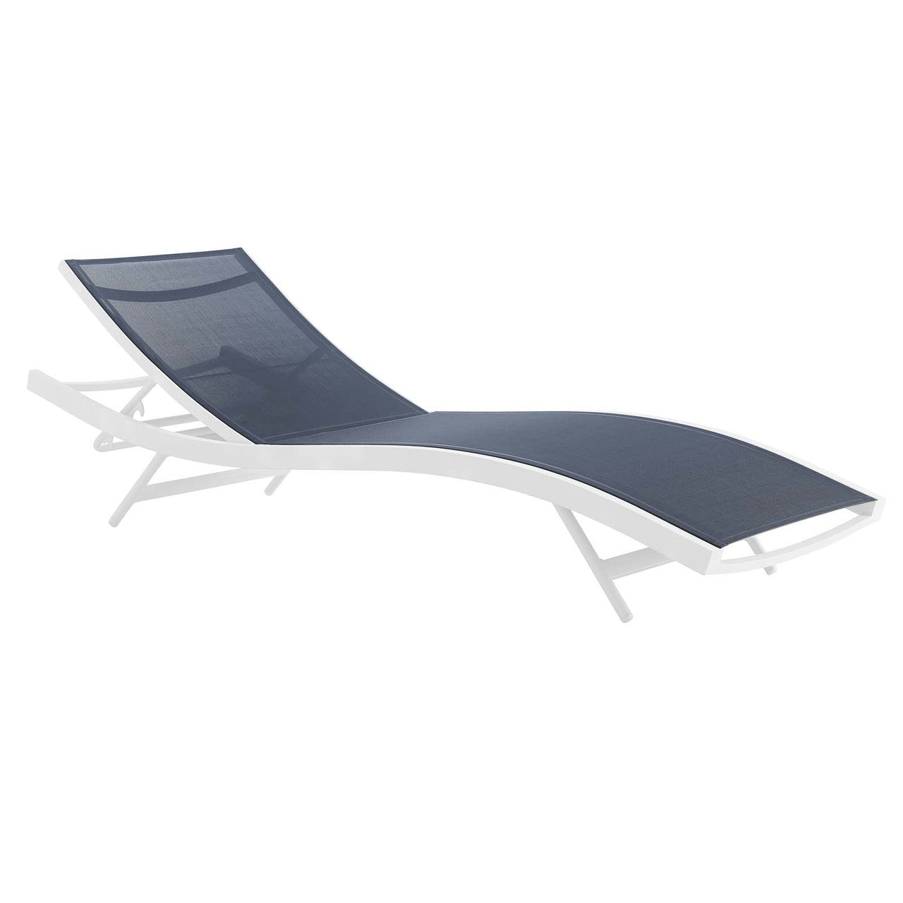Glimpse Outdoor Patio Mesh Chaise Lounge Chair, Fabric Aluminium, White Navy 15369