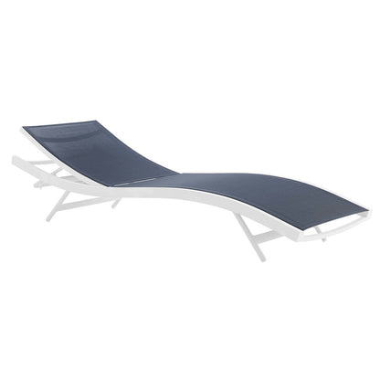 Glimpse Outdoor Patio Mesh Chaise Lounge Chair, Fabric Aluminium, White Navy 15369