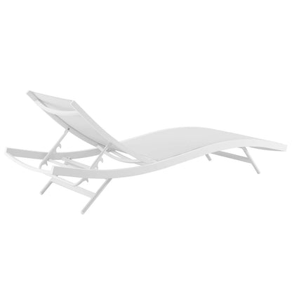 Glimpse Outdoor Patio Mesh Chaise Lounge Chair, Aluminum Metal Steel, White 15370