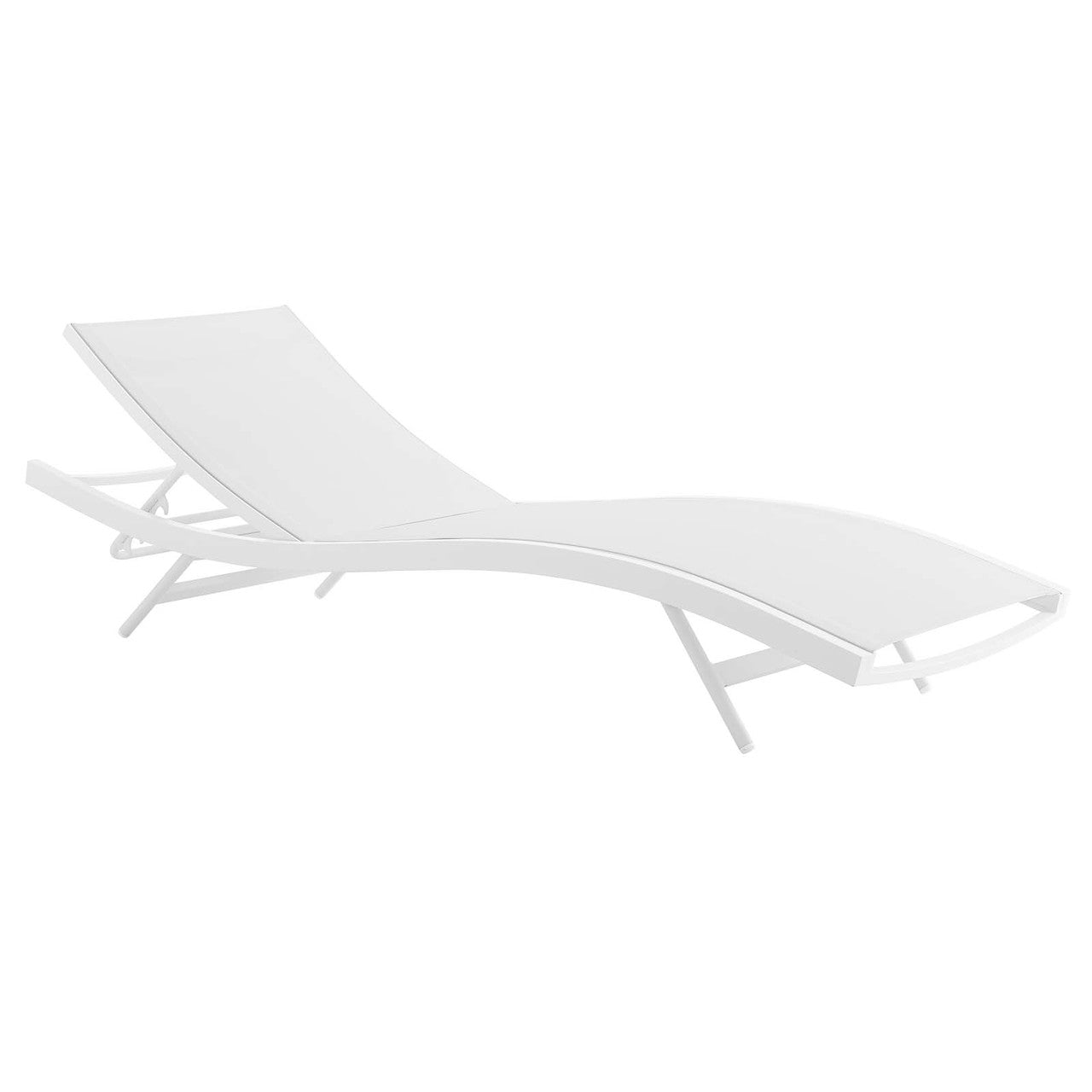 Glimpse Outdoor Patio Mesh Chaise Lounge Chair, Aluminum Metal Steel, White 15370