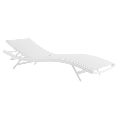 Glimpse Outdoor Patio Mesh Chaise Lounge Chair, Aluminum Metal Steel, White 15370