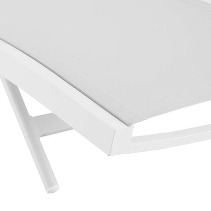Glimpse Outdoor Patio Mesh Chaise Lounge Chair, Aluminum Metal Steel, White 15370