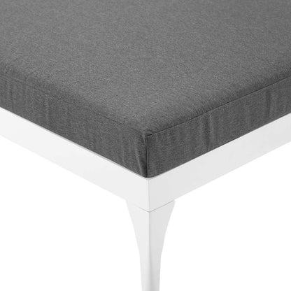 Perspective Cushion Outdoor Patio Chaise Lounge Chair, Fabric Metal Steel, White Grey Gray 15371