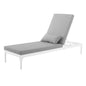 Perspective Cushion Outdoor Patio Chaise Lounge Chair, Fabric Aluminium, White Grey Gray 15372