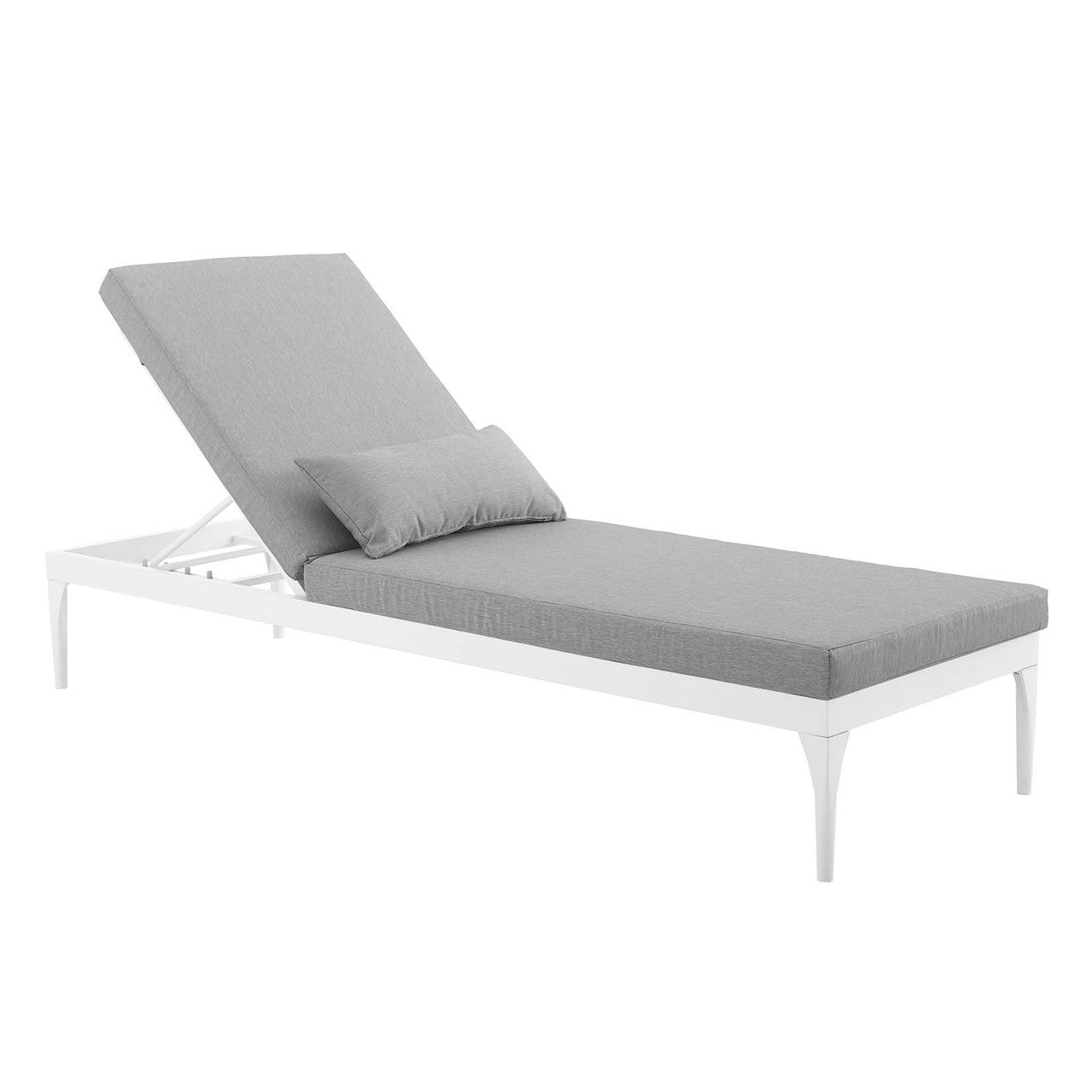 Perspective Cushion Outdoor Patio Chaise Lounge Chair, Fabric Aluminium, White Grey Gray 15372