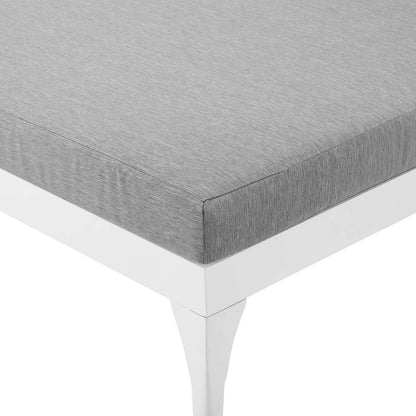 Perspective Cushion Outdoor Patio Chaise Lounge Chair, Fabric Aluminium, White Grey Gray 15372