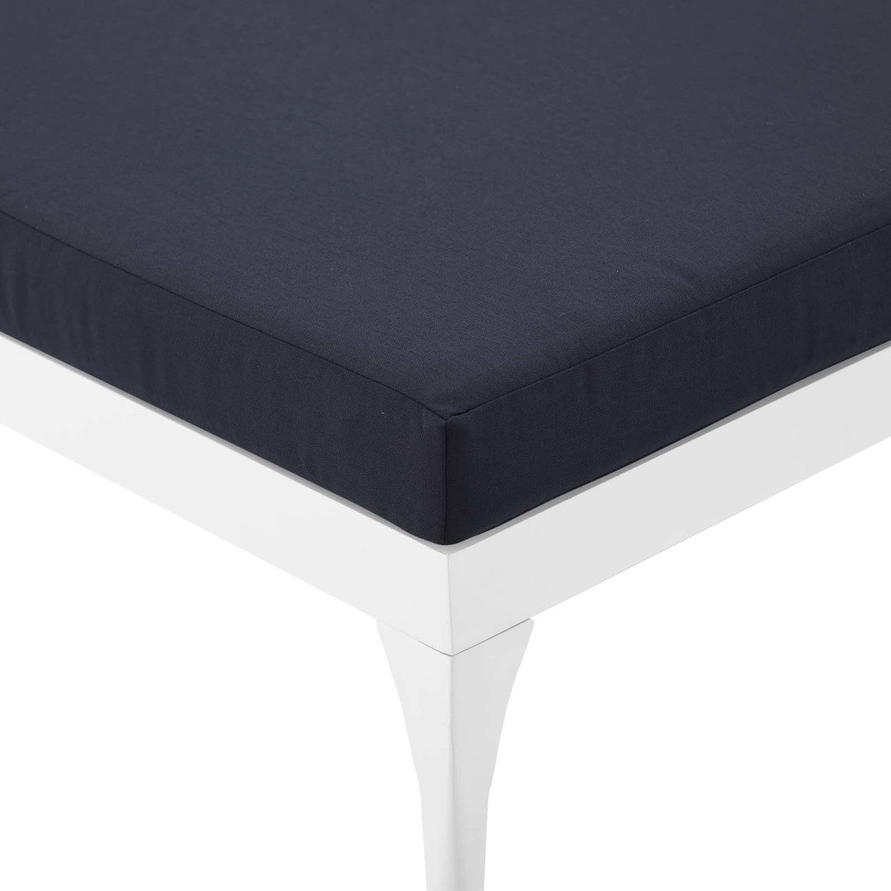 Perspective Cushion Outdoor Patio Chaise Lounge Chair, Fabric Aluminium, White Navy 15373