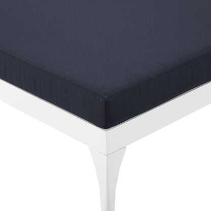 Perspective Cushion Outdoor Patio Chaise Lounge Chair, Fabric Aluminium, White Navy 15373
