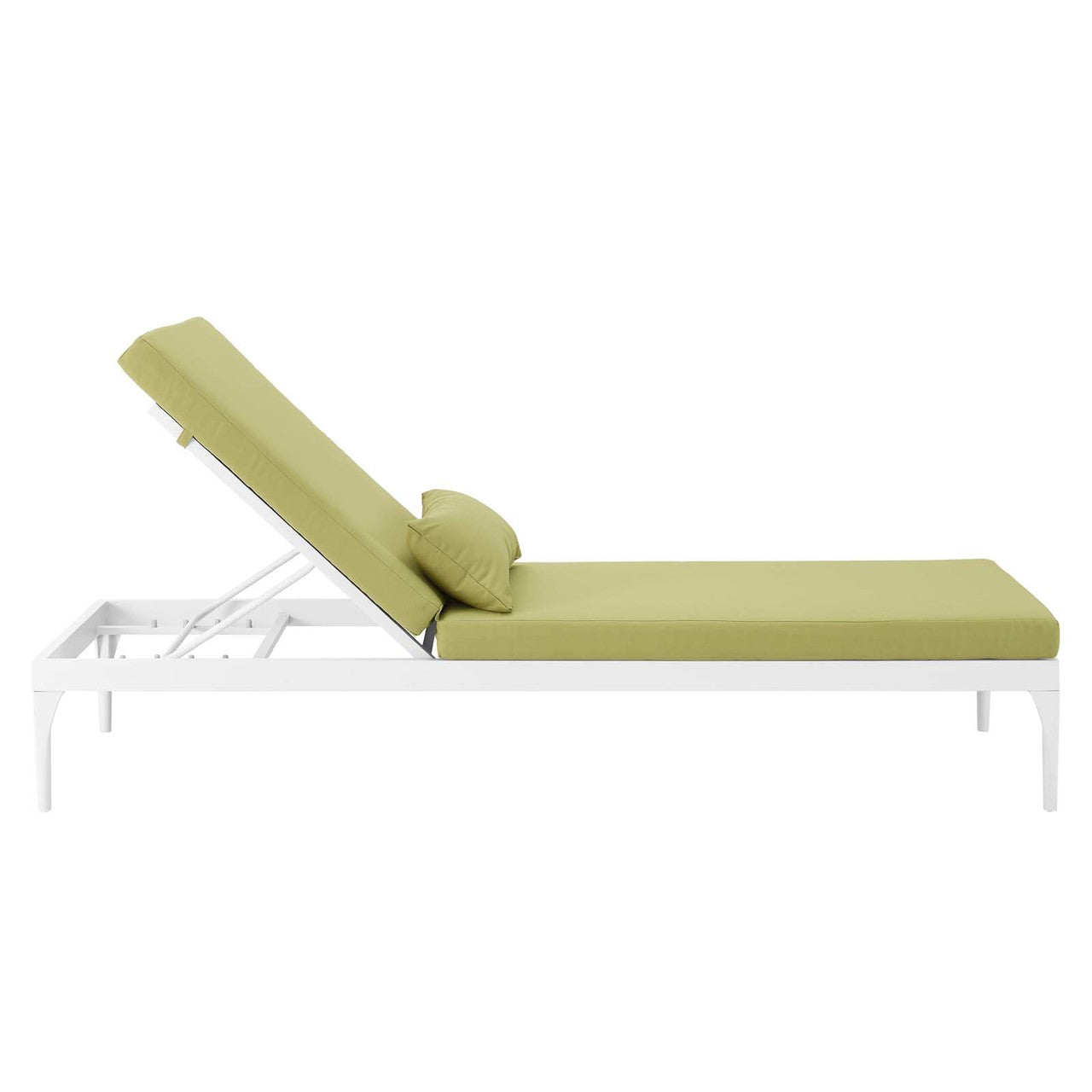 Perspective Cushion Outdoor Patio Chaise Lounge Chair, Fabric Aluminium, Green White 15374