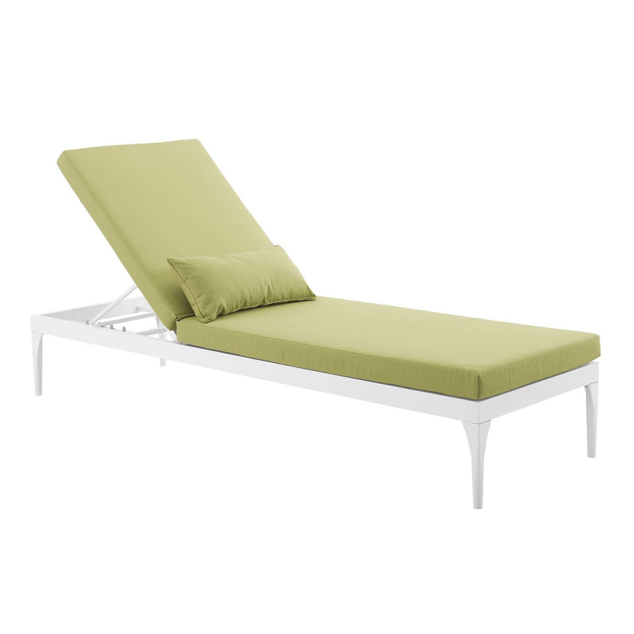 Perspective Cushion Outdoor Patio Chaise Lounge Chair, Fabric Aluminium, Green White 15374