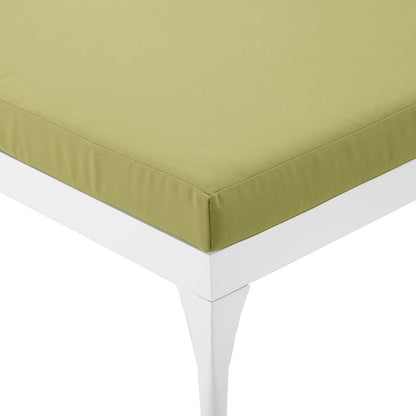 Perspective Cushion Outdoor Patio Chaise Lounge Chair, Fabric Aluminium, Green White 15374