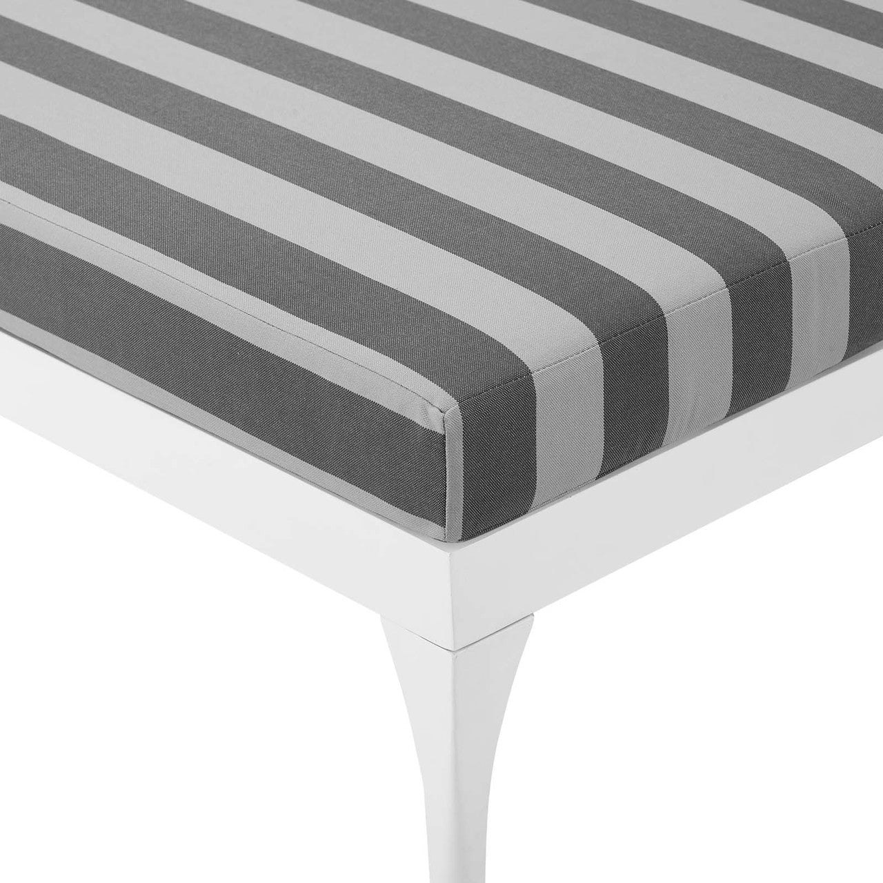Perspective Cushion Outdoor Patio Chaise Lounge Chair, Fabric Metal Steel, White Grey Gray 15704