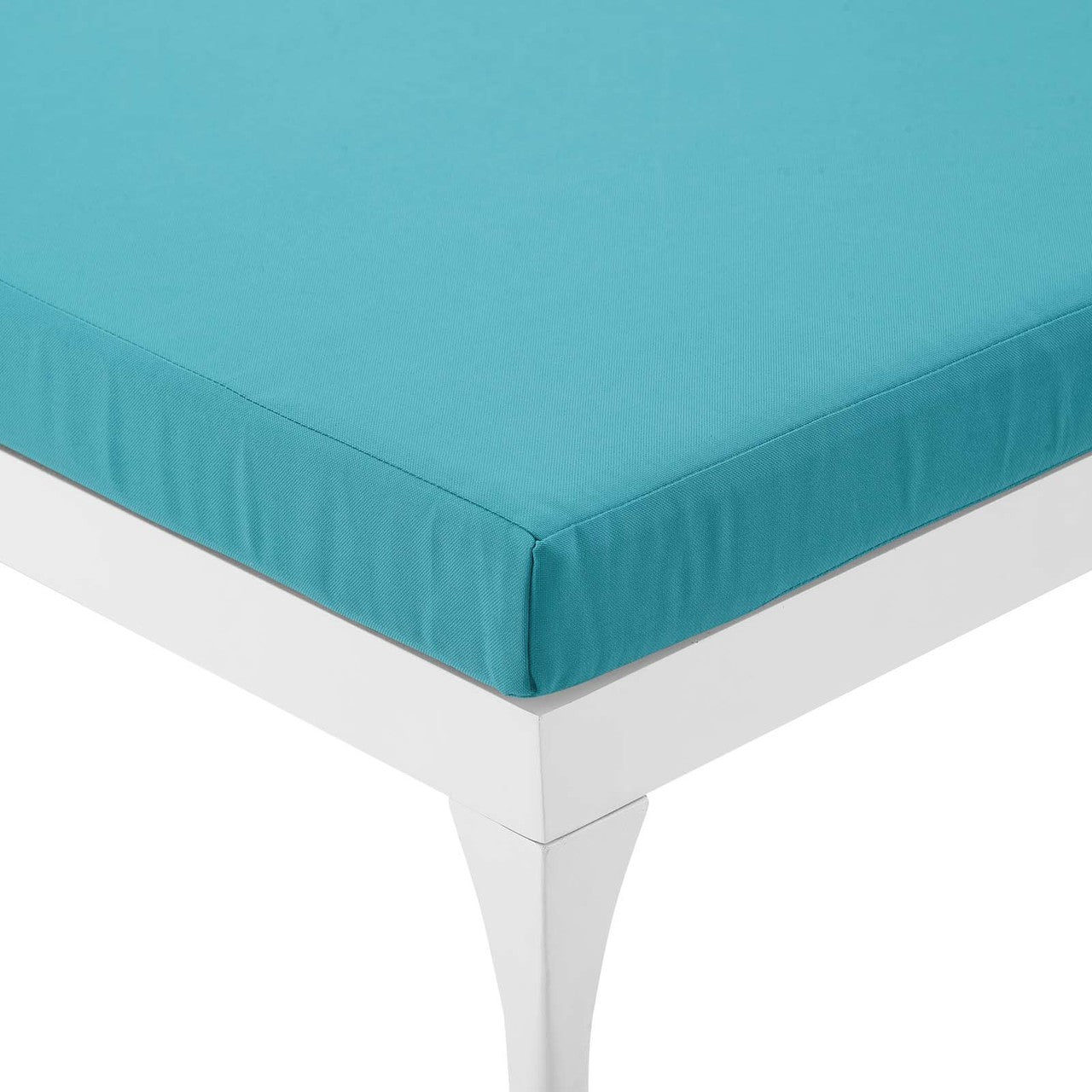 Perspective Cushion Outdoor Patio Chaise Lounge Chair, Fabric Metal Steel, White Blue 15375
