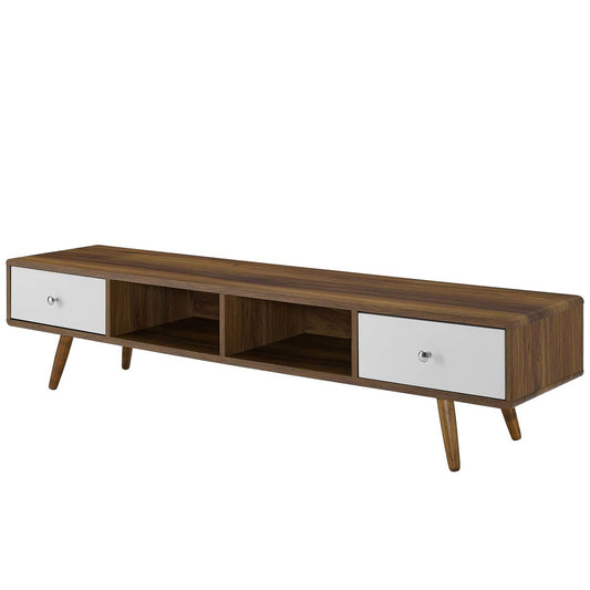 Transmit 70" Media Console Wood TV Stand, Wood, Natural Brown White 15376
