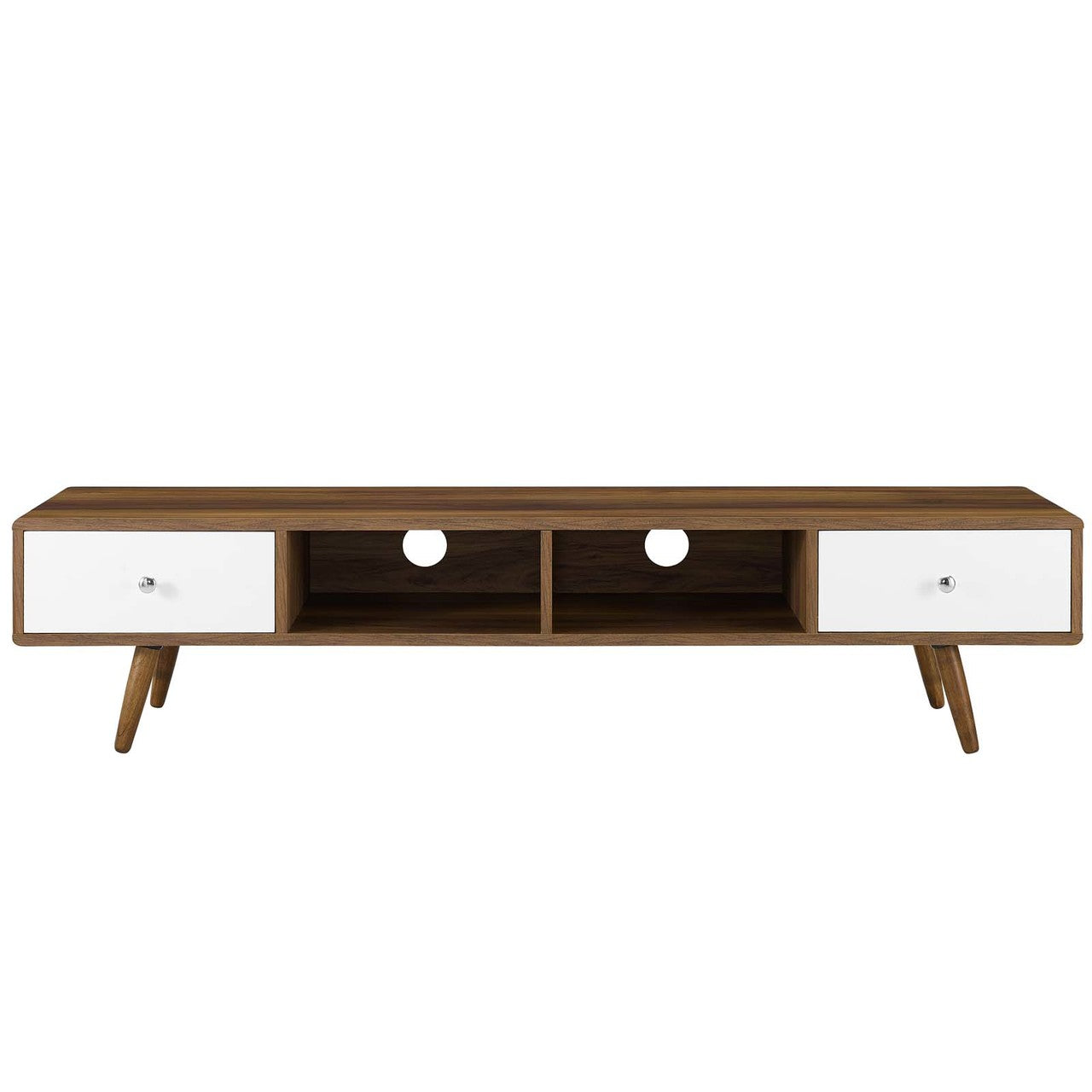 Transmit 70" Media Console Wood TV Stand, Wood, Natural Brown White 15376