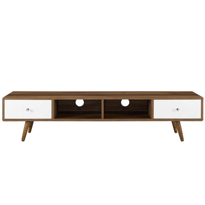 Transmit 70" Media Console Wood TV Stand, Wood, Natural Brown White 15376
