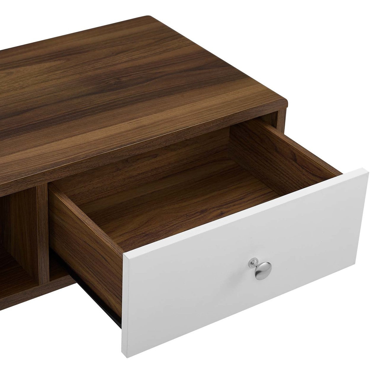 Transmit 70" Media Console Wood TV Stand, Wood, Natural Brown White 15376