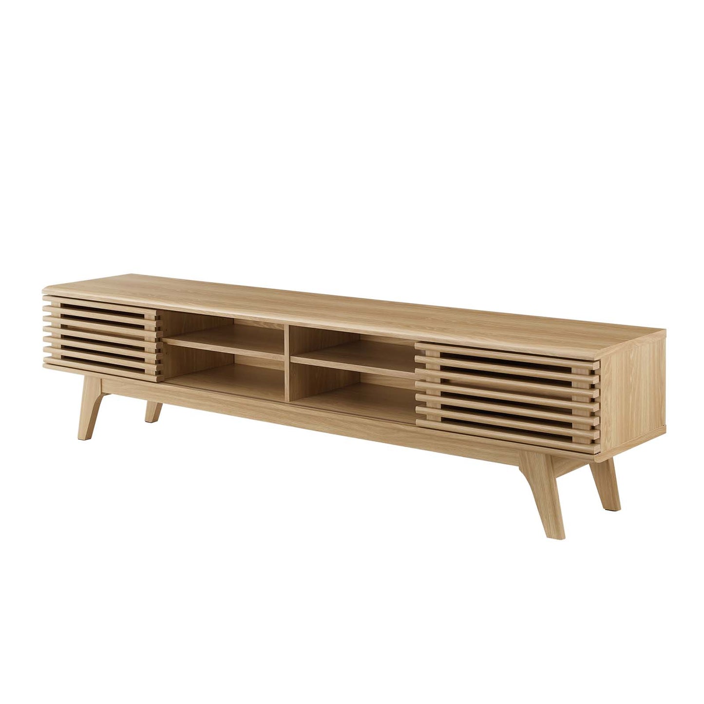 Render 70" Entertainment Center TV Stand, Wood, Brown Oak, 18156