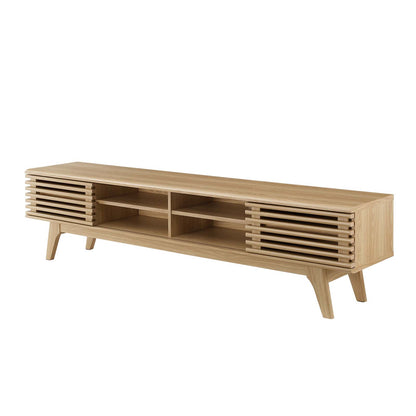 Render 70" Entertainment Center TV Stand, Wood, Brown Oak, 18156