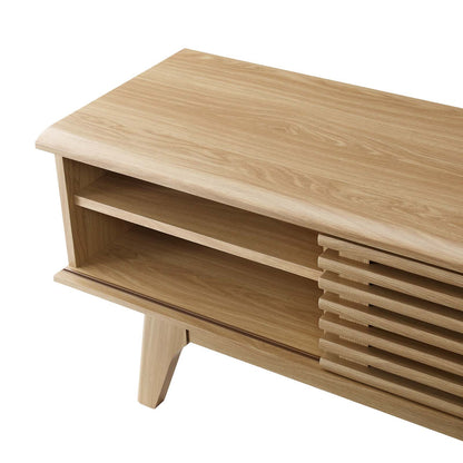 Render 70" Entertainment Center TV Stand, Wood, Brown Oak, 18156