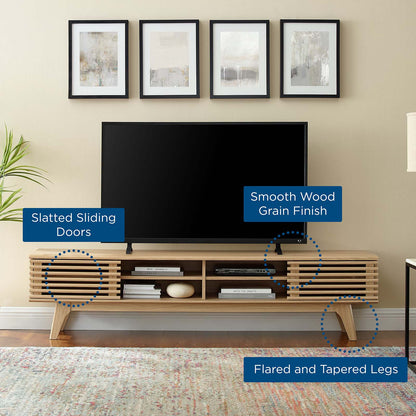Render 70" Entertainment Center TV Stand, Wood, Brown Oak, 18156