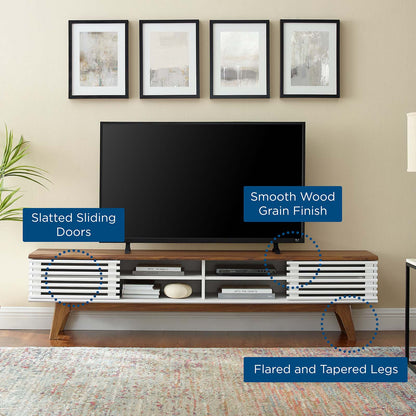 Render 70" Entertainment Center TV Stand, Wood, Brown Walnut White, 18157