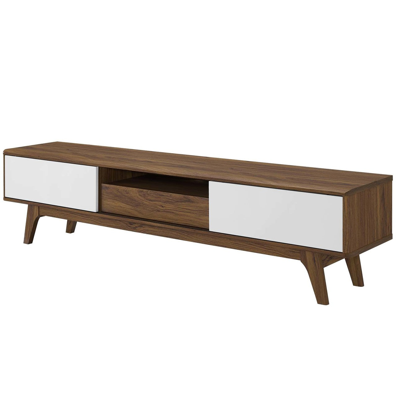 Envision 70" Media Console Wood TV Stand, Wood, Natural Brown White 15378