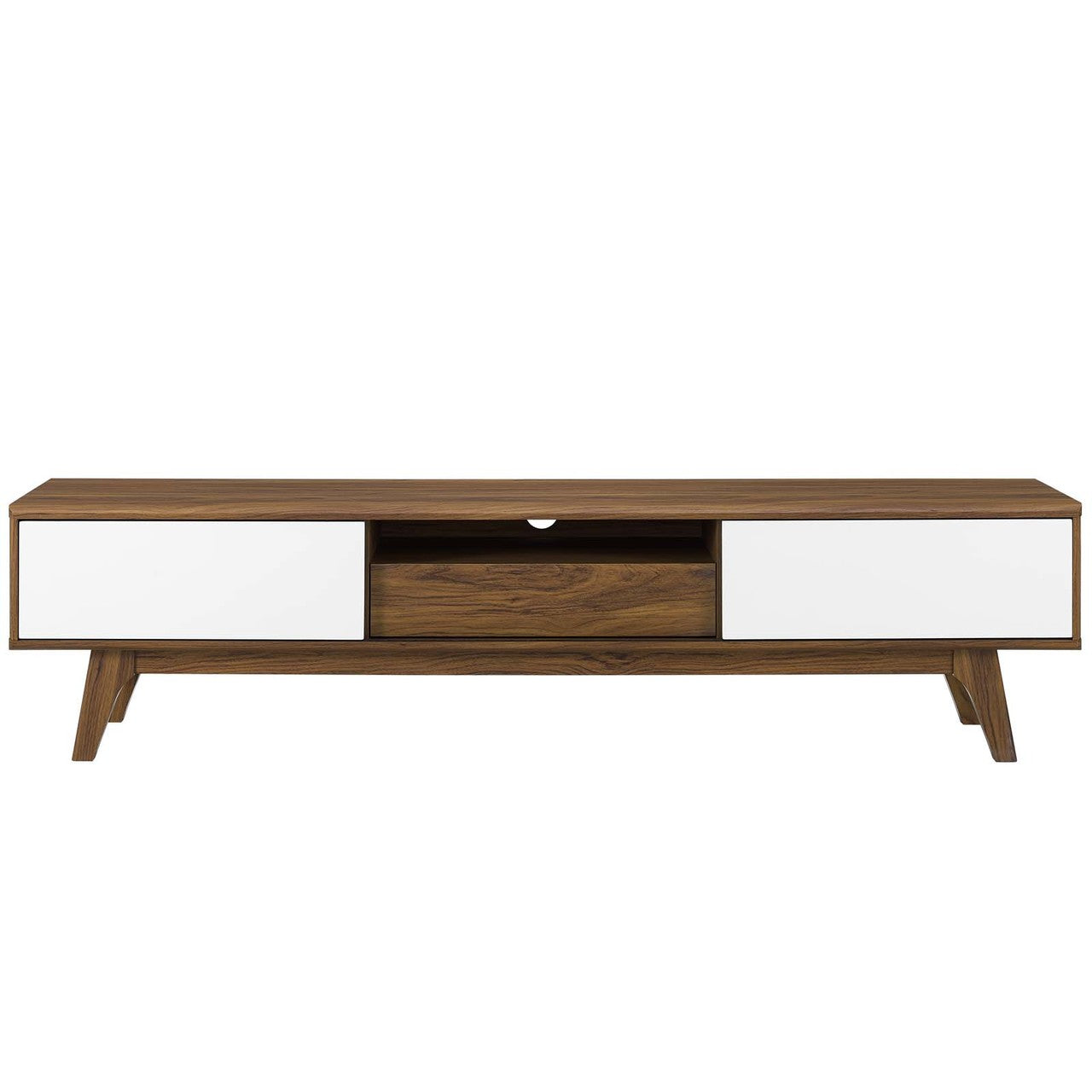 Envision 70" Media Console Wood TV Stand, Wood, Natural Brown White 15378