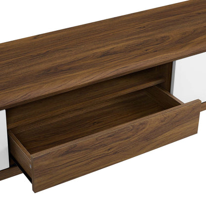 Envision 70" Media Console Wood TV Stand, Wood, Natural Brown White 15378