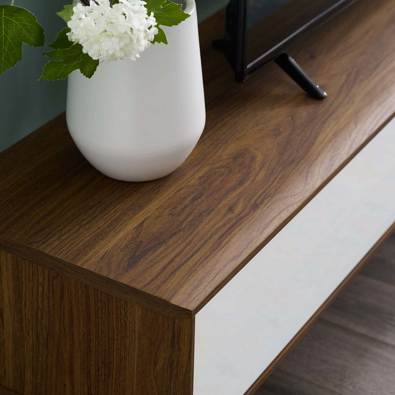 Envision 70" Media Console Wood TV Stand, Wood, Natural Brown White 15378