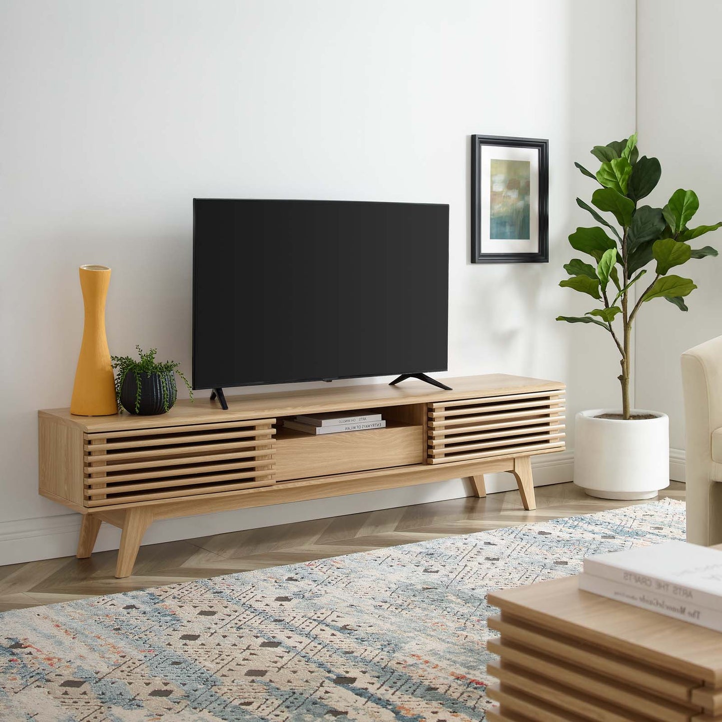 Render 70" TV Stand, Wood, Brown Oak, 18159
