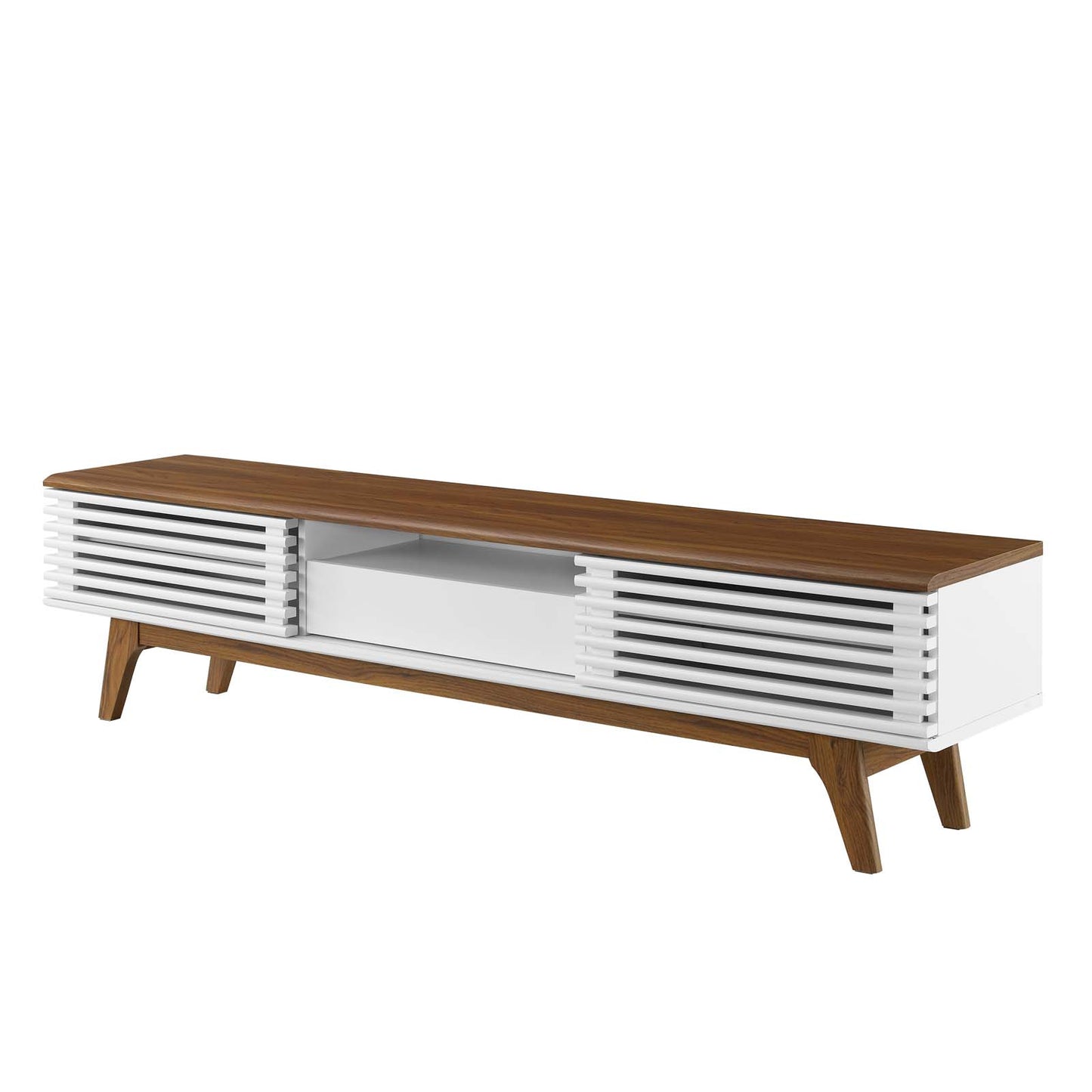 Render 70" TV Stand, Wood, Brown Walnut White, 18160