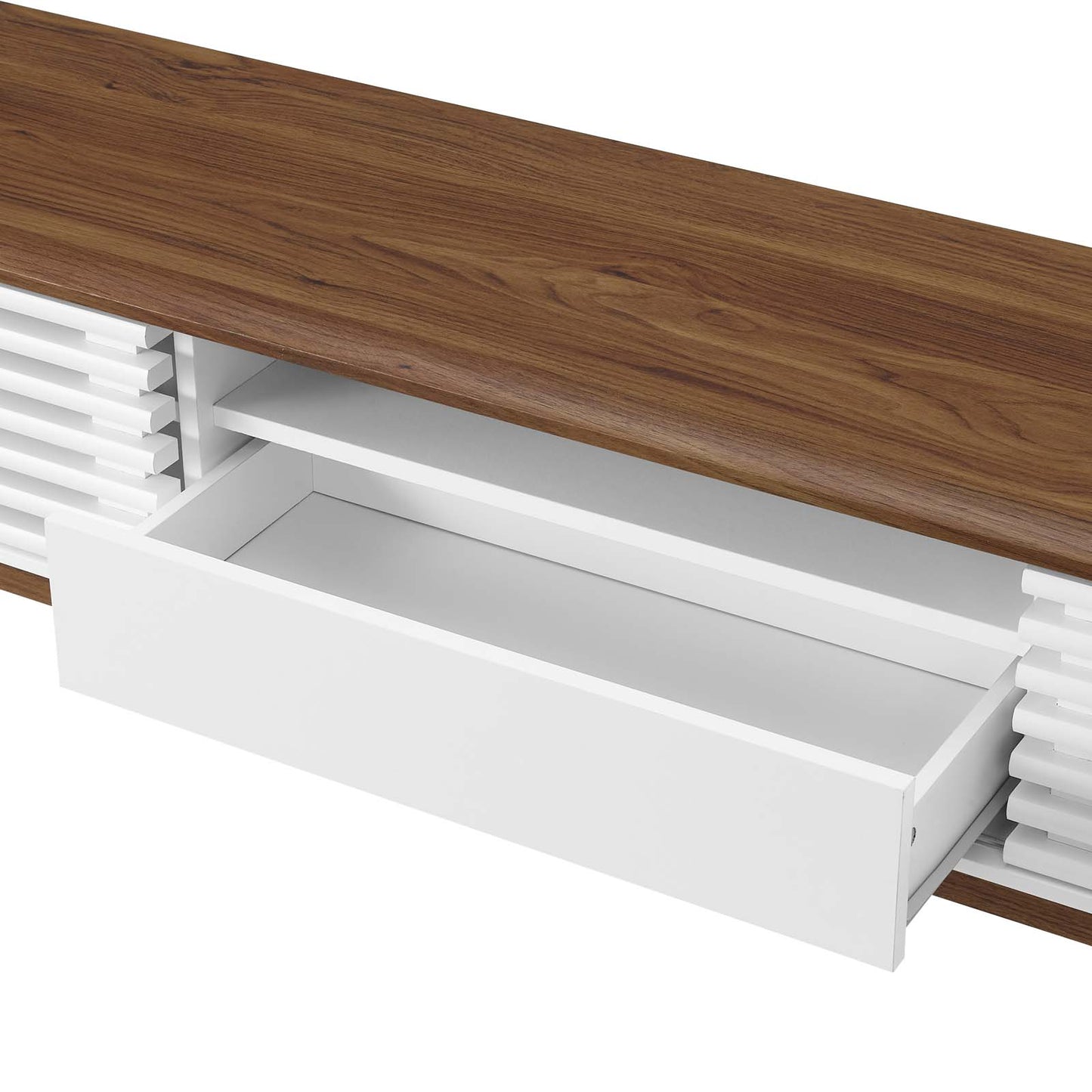 Render 70" TV Stand, Wood, Brown Walnut White, 18160