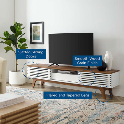 Render 70" TV Stand, Wood, Brown Walnut White, 18160