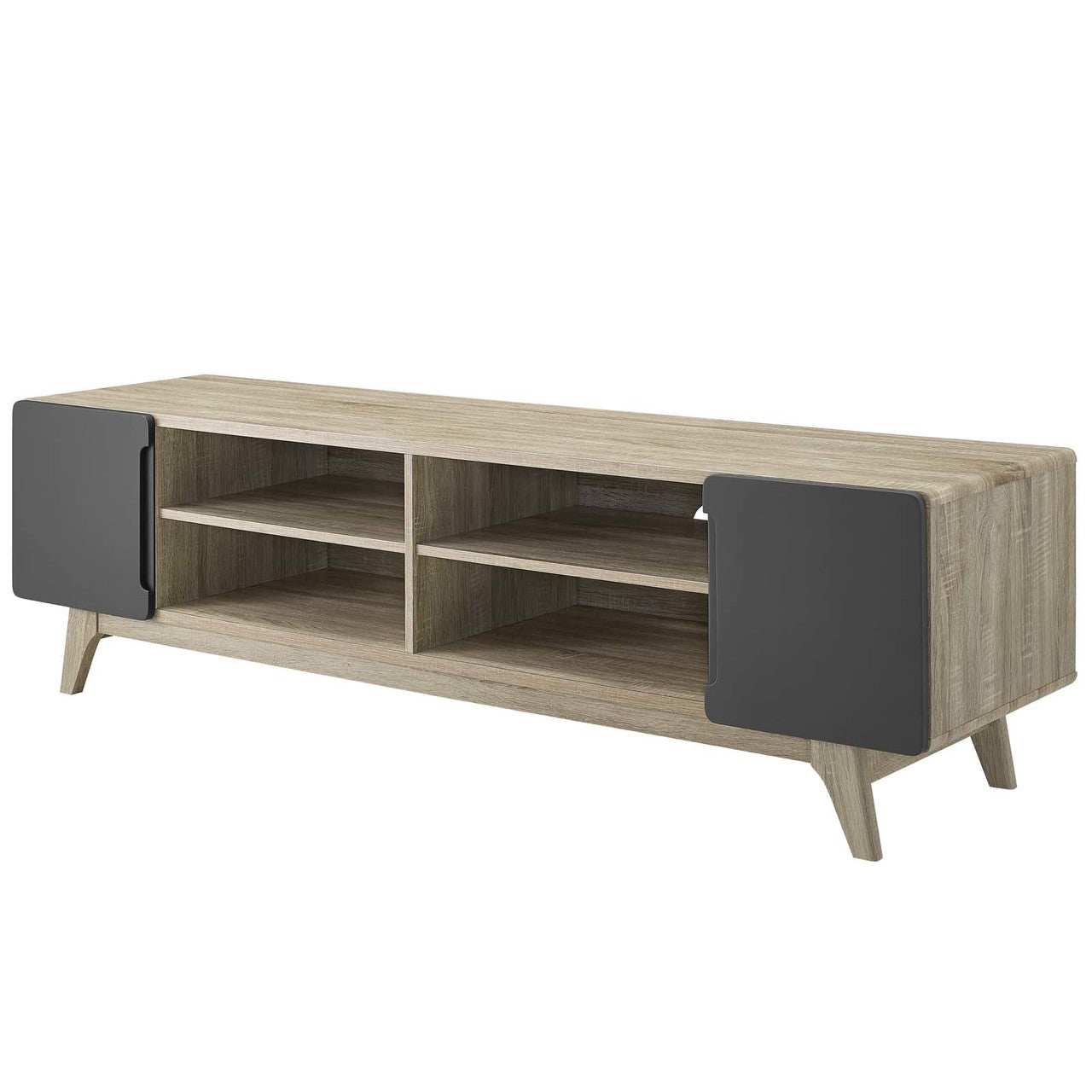 Tread 70" Media Console TV Stand, Wood, Grey Gray Natural 15380