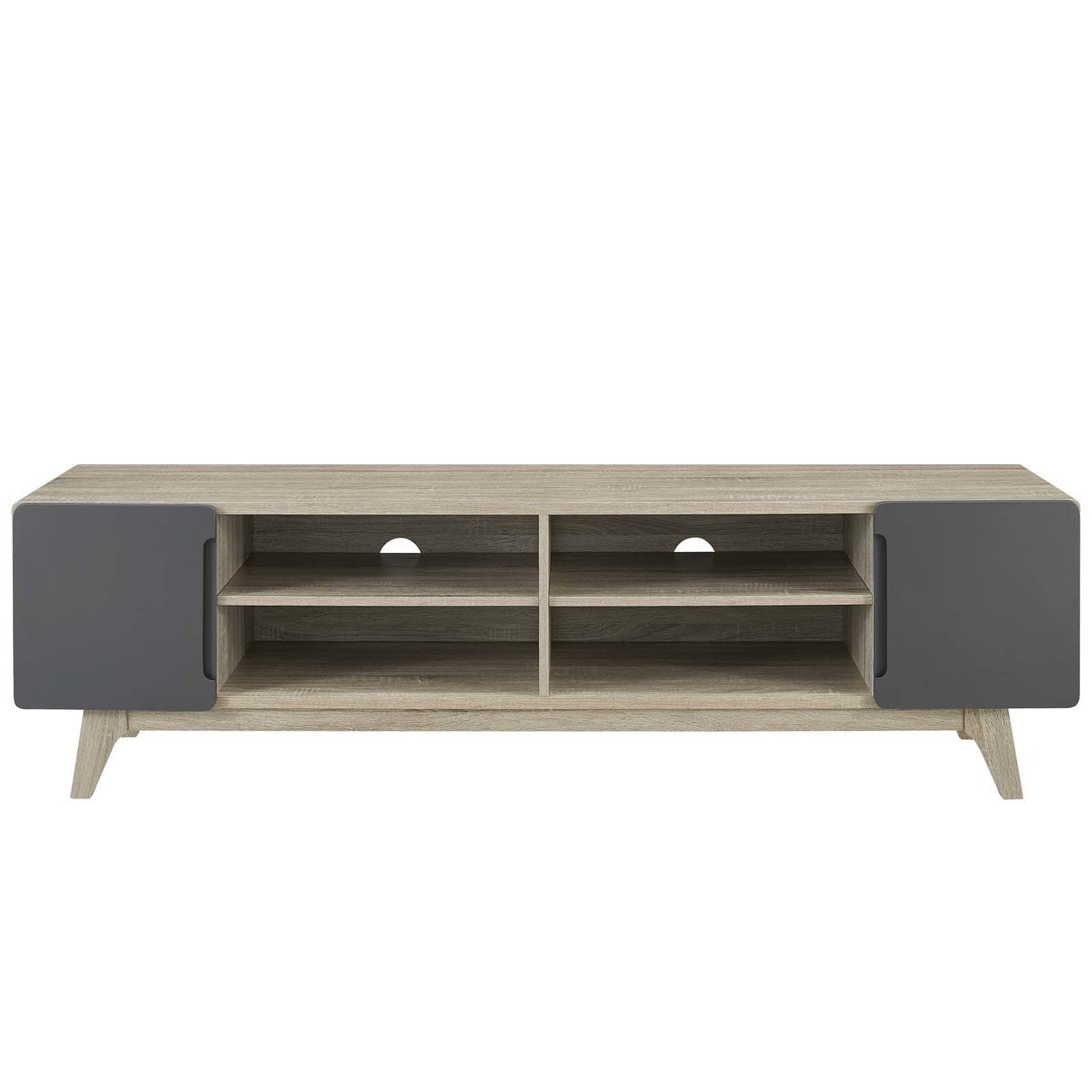 Tread 70" Media Console TV Stand, Wood, Grey Gray Natural 15380