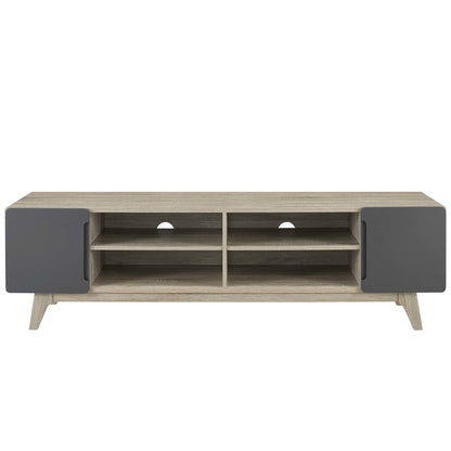 Tread 70" Media Console TV Stand, Wood, Grey Gray Natural 15380