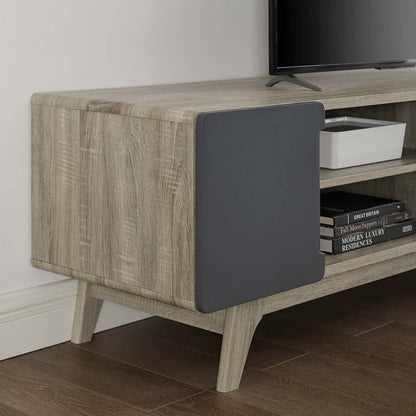 Tread 70" Media Console TV Stand, Wood, Grey Gray Natural 15380