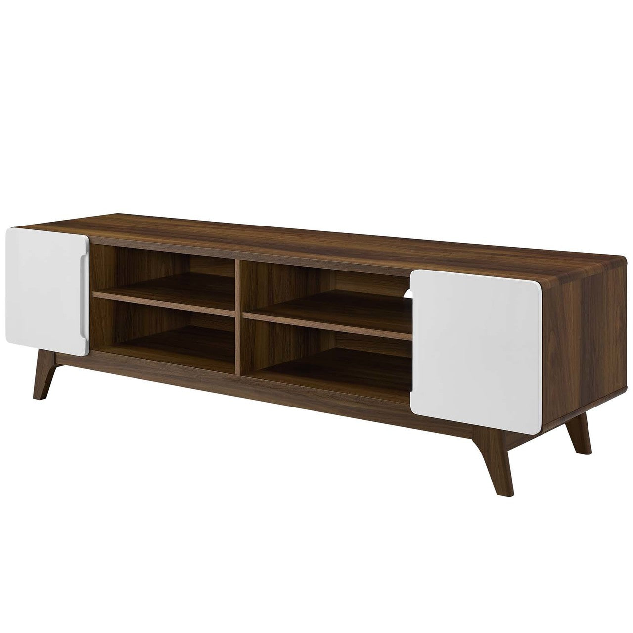 Tread 70" Media Console TV Stand, Wood, Natural Brown White 15381