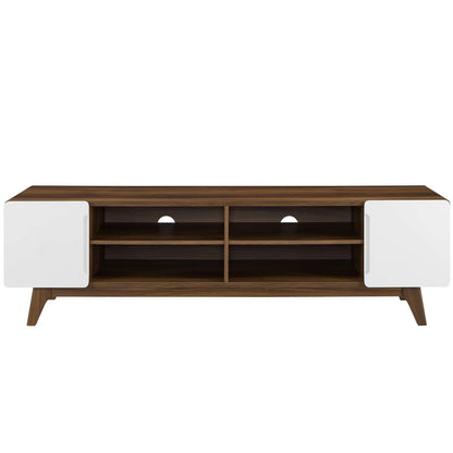 Tread 70" Media Console TV Stand, Wood, Natural Brown White 15381