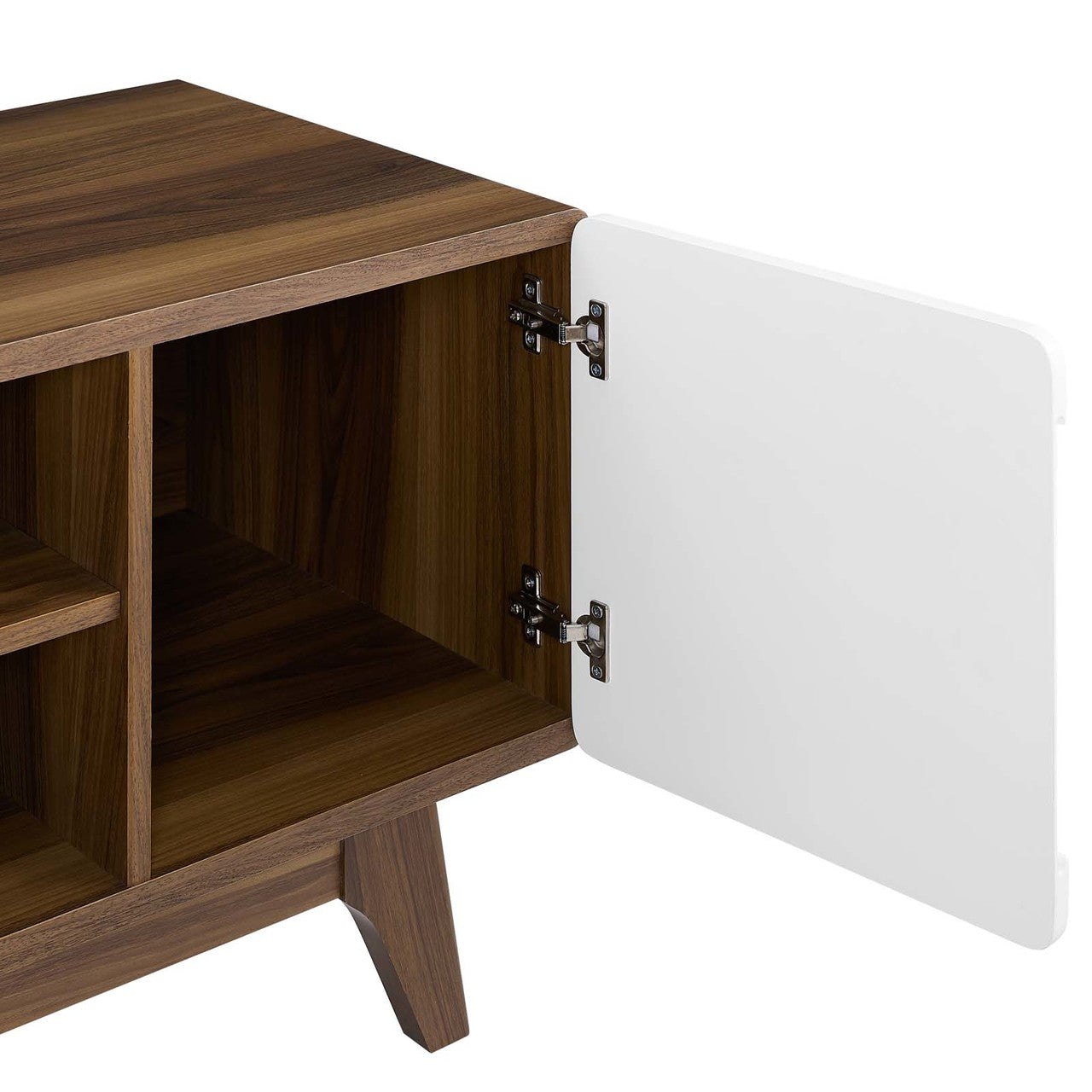 Tread 70" Media Console TV Stand, Wood, Natural Brown White 15381