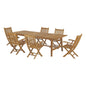 Marina 7 Piece Outdoor Patio Teak Outdoor Dining Set, Wood, Natural 14293