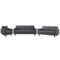 Empress Sofa, Loveseat and Armchair Set of 3, Fabric, Grey Gray 14301