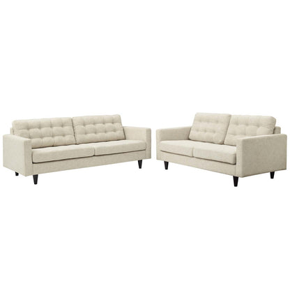 Empress Sofa and Loveseat Set of 2, Fabric, Beige 14308