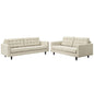 Empress Sofa and Loveseat Set of 2, Fabric, Beige 14308