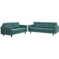 Empress Sofa and Loveseat Set of 2, Fabric, Aqua Blue 14309